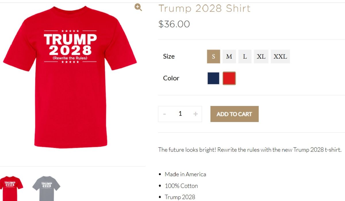 Donald Trump sfidează Constituția SUA și vinde șepci și tricouri cu inscripția „Rescrie regulile. Trump 2028”
