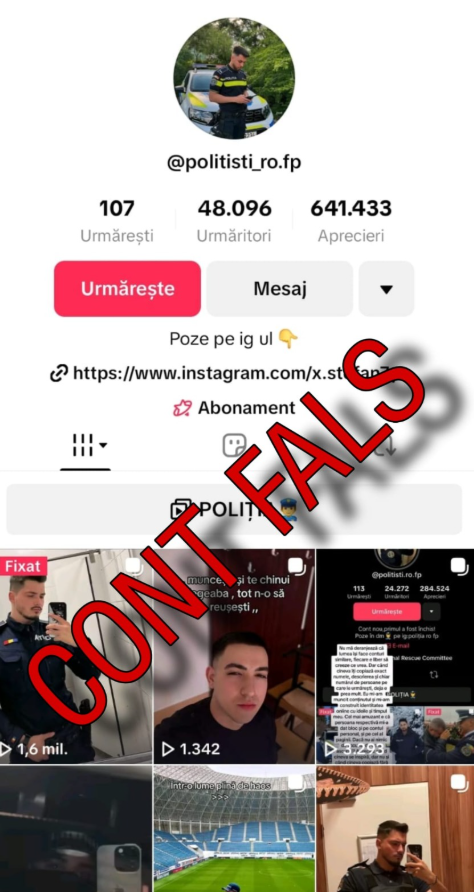 Atenție la polițiștii falși de pe TikTok. MAI a postat lista conturilor fake: „Vor să inducă în eroare cetățenii”