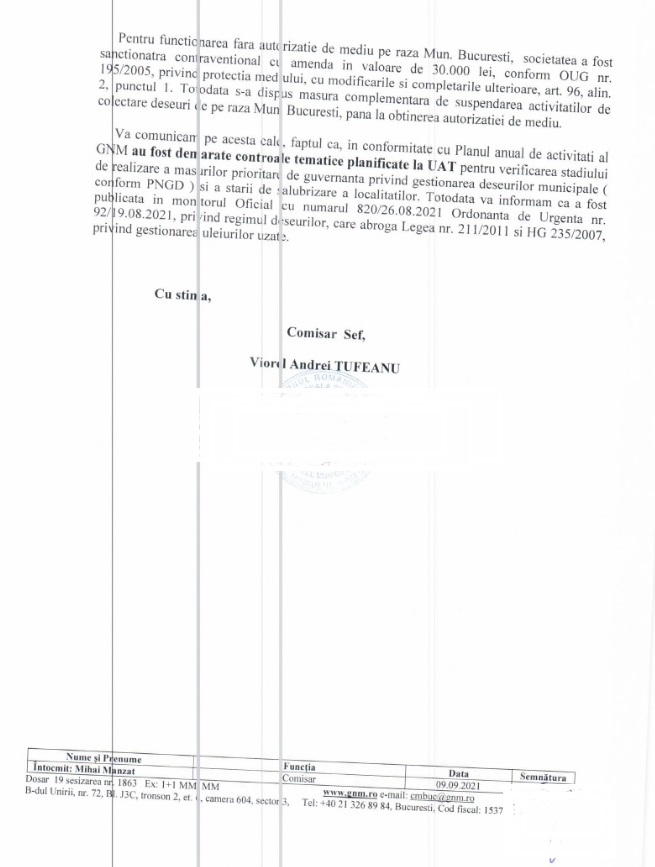 O firmă angajată de Clotilde Armand în starea de alertă nu avea autorizație de funcționare în București