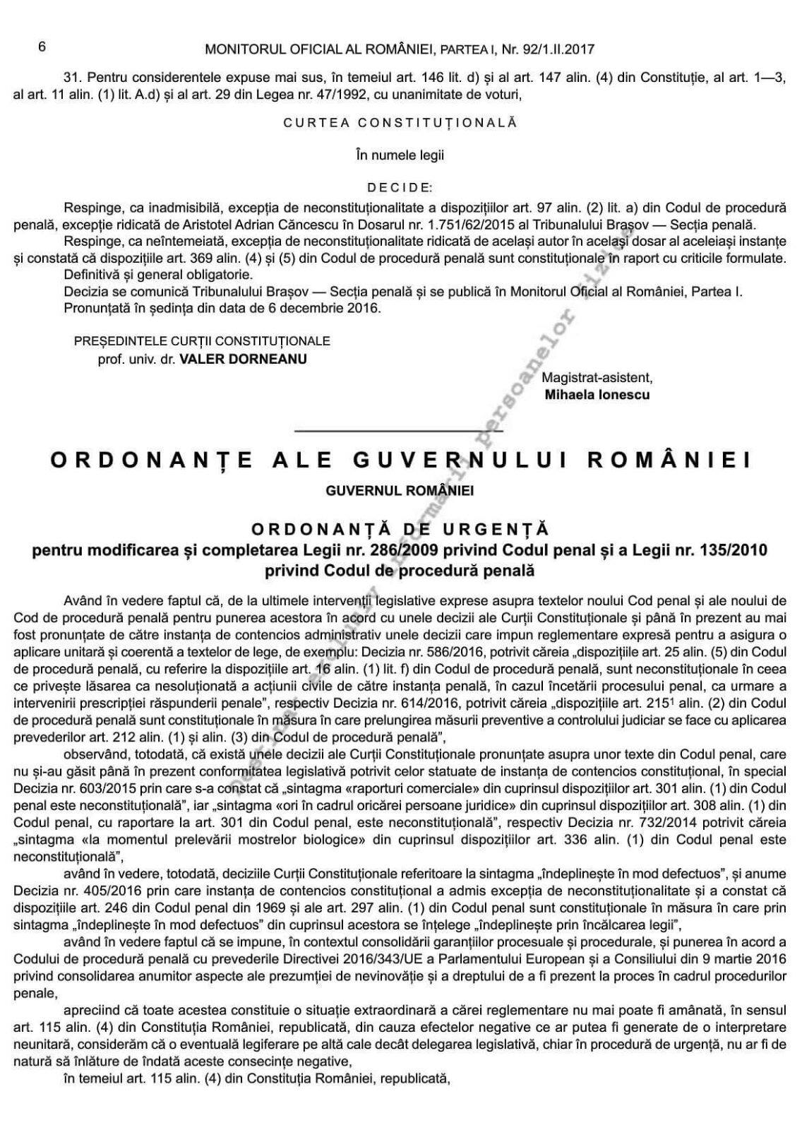 Proiectul de lege privind grațierea a ajuns la Senat