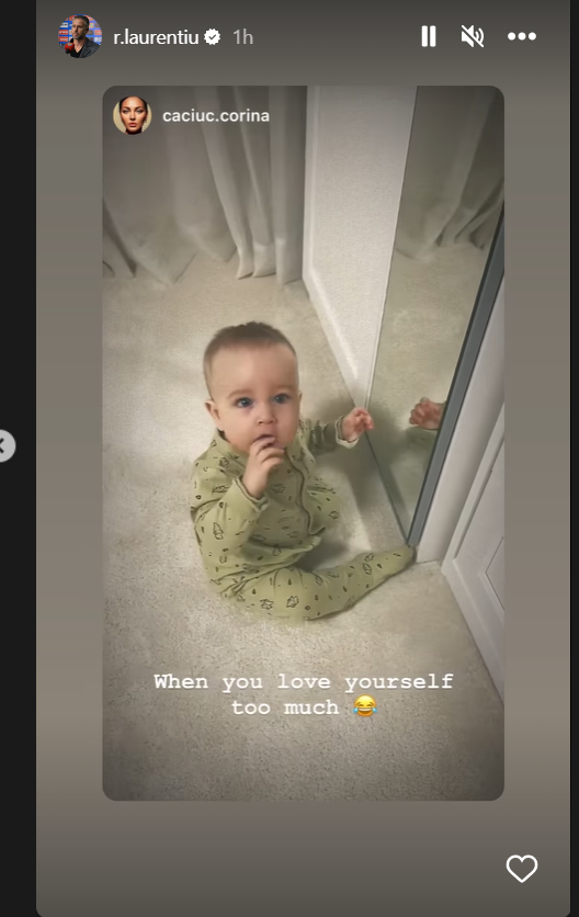 Imagine emoționantă cu fiul lui Laurențiu Reghecampf și al Corinei Caciuc. Cum arată Liam la 8 luni