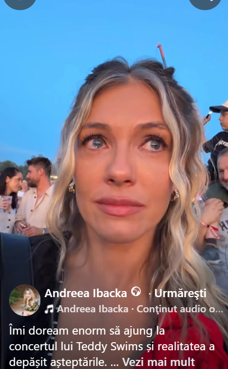 Andreea Ibacka, în lacrimi la un concert susținut de artistul Teddy Swims. Fosta soție a lui Cabral a plâns în mijlocul mulțimii