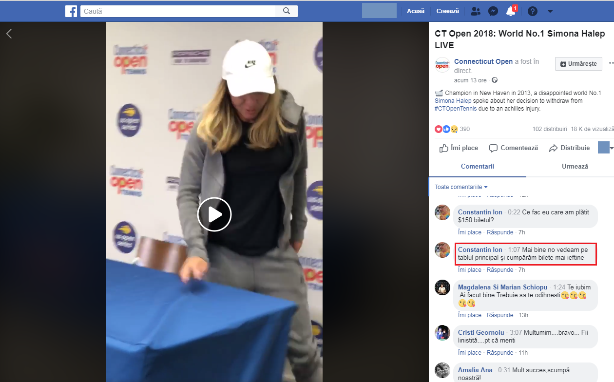 Reacțiile fanilor după ce Simona Halep s-a retras de la New Haven. Unii o susțin: ”O decizie înțeleaptă”. Alții o critică: ”O fițoasă” | VIDEO