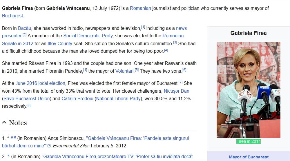 Gabriela Firea a apărut cu porecla "Fifi", pe pagina de Wikipedia în limba engleză (FOTO)