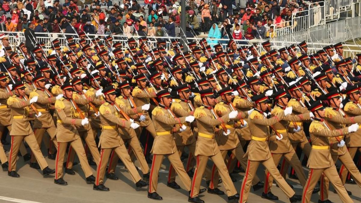 Egyptian military contingent participating in the RepublicDay Parade 2023. [X, formerly Twitter/@feeds24x7/ANI]
