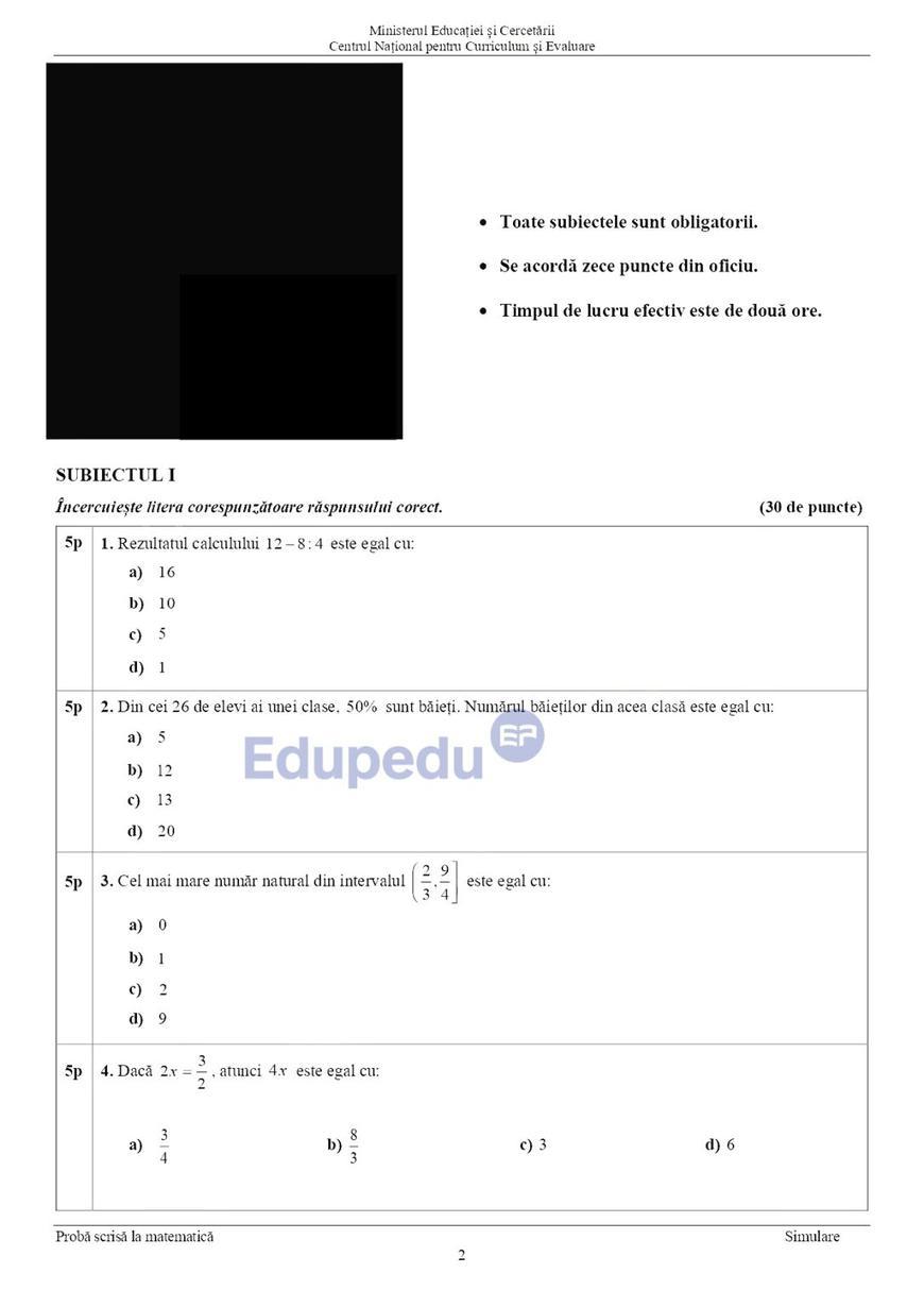 Subiectele la matematică la Evaluarea Națională 2026. Ce a picat la a doua probă a examenelor pentru clasa a 8-a