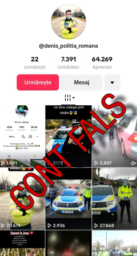 Atenție la polițiștii falși de pe TikTok. MAI a postat lista conturilor fake: „Vor să inducă în eroare cetățenii”