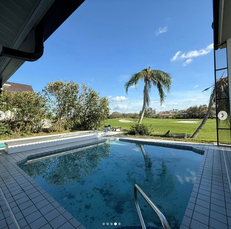 Imagini cu vila lui Catrinel Sandu din America după ce uraganul Milton a lovit Florida. Terasa casei a fost distrusă și a căzut în piscină