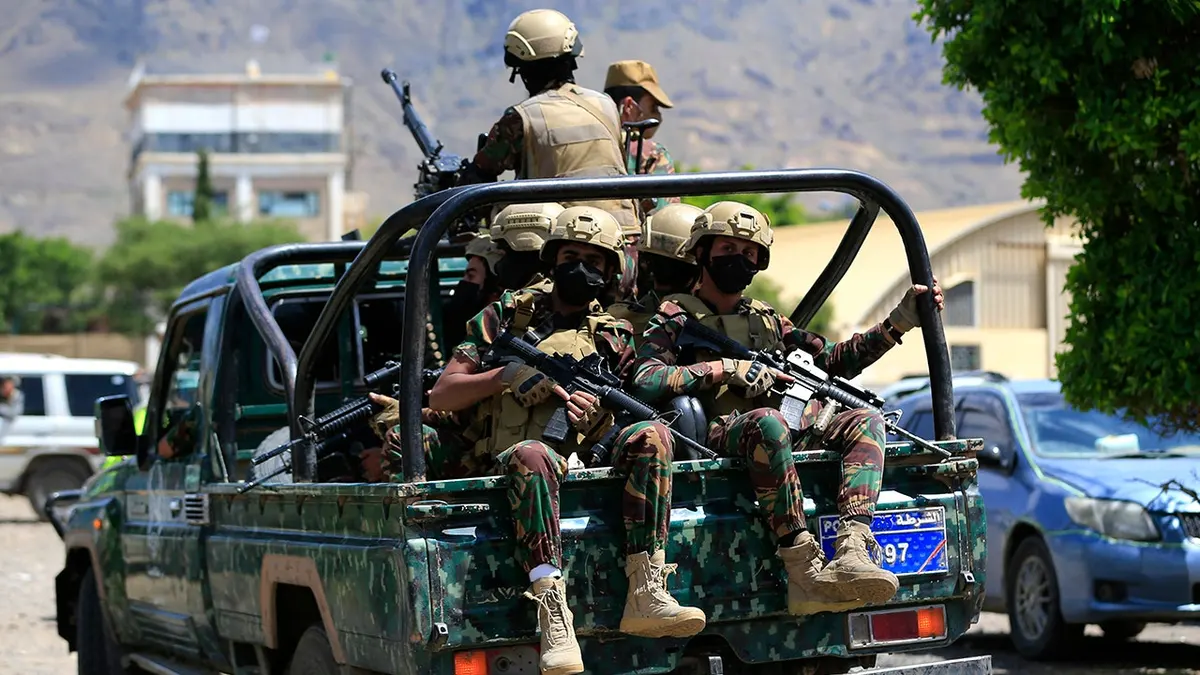 Yemen's Houthi armed forces patrol in the capital of Sanaa (AFP via Getty Images)