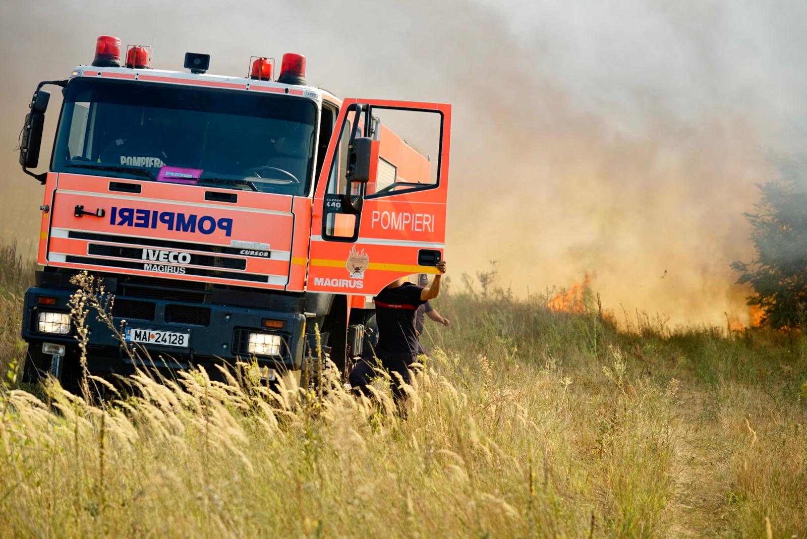 Mesaj RO-Alert, emis după ce zeci de hectare de vegetație uscată din Giurgiu și Mehedinți au fost cuprinse de flăcări