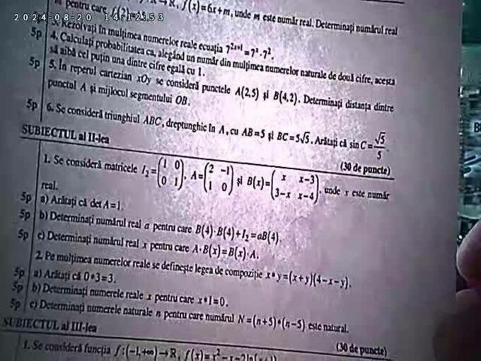 Subiecte Matematică BAC 2024, sesiunea de toamnă. Ce le-a picat elevilor la proba obligatorie a profilului la Bacalaureat