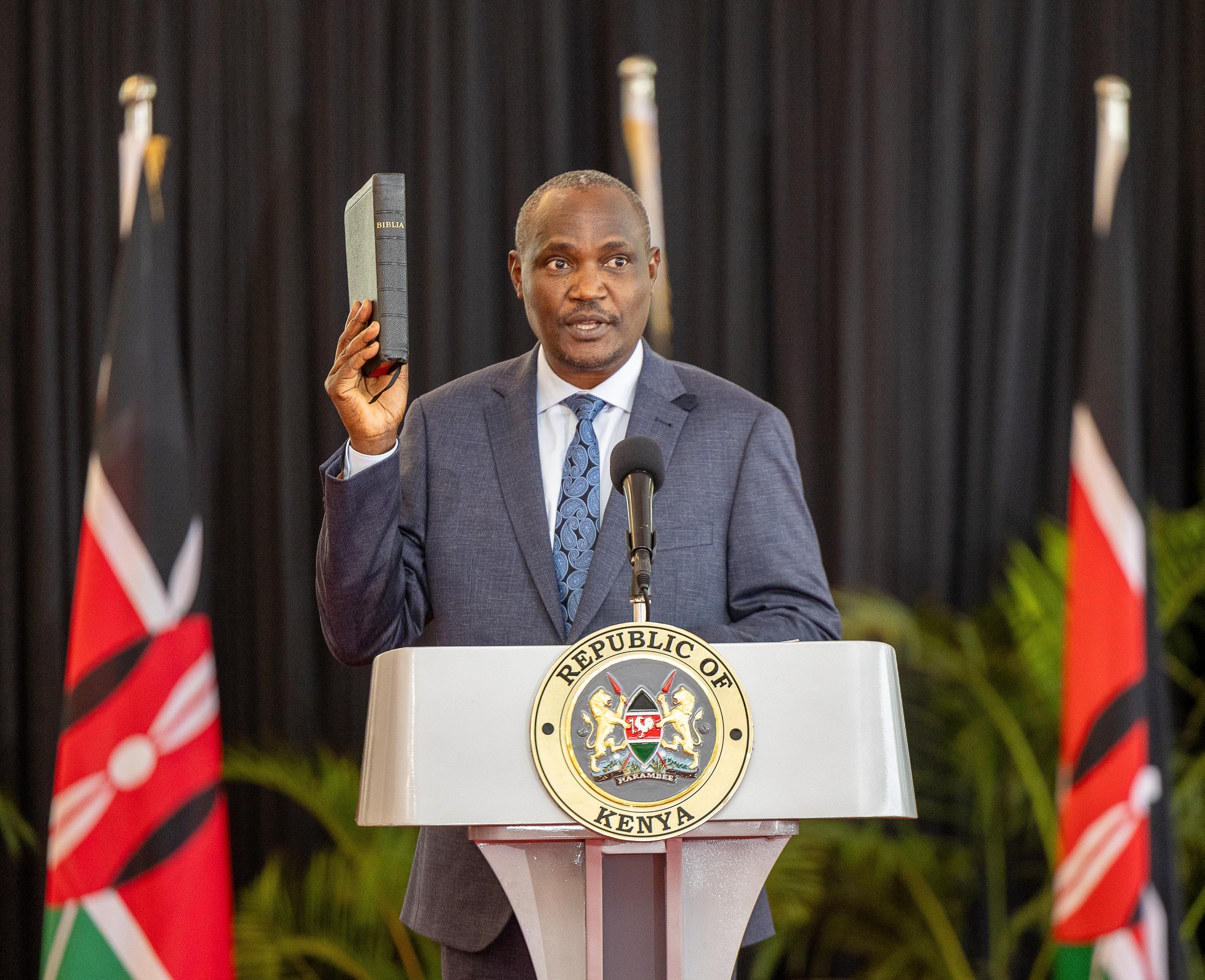 Treasury CS John Mbadi during his swearing in ceremony at State House, Nairobi on August 8, 2024