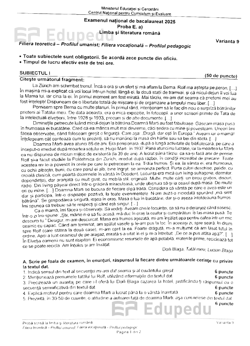 Subiecte BAC Română 2025 - sesiunea de toamnă. Ce a picat la prima probă a examenului de Bacalaureat