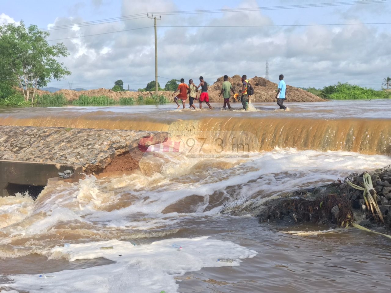 Accra-Winneba Highway collapses at Okyereko after contractor diverts river