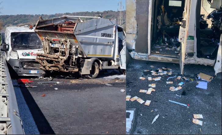 Patru milioane de euro furați ca-n filme din două mașini bilndate, de un comando înarmat cu puști Kalașnikov, pe o autostradă din Italia / VIDEO