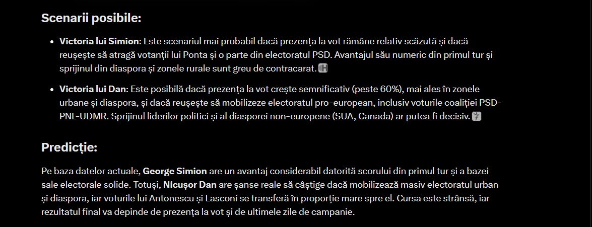 Cine crede inteligența artificială că va câștiga președinția dintre George Simion și Nicușor Dan