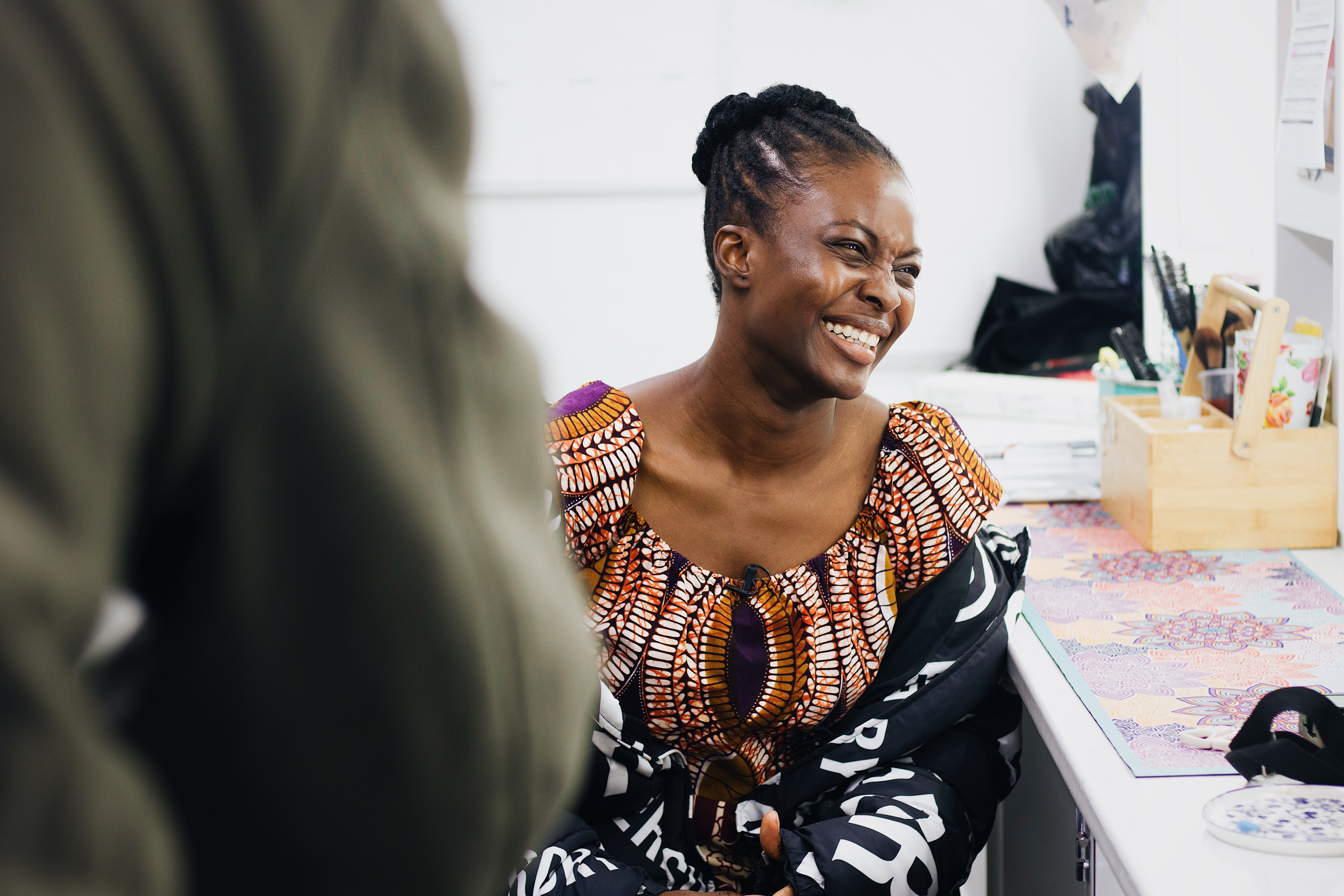 Nigerian actress Folu Storms on the set of 'In Bloom'