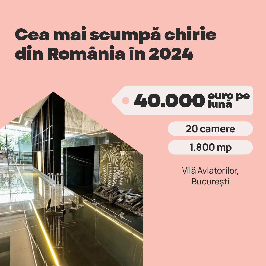 Cum arată și cât costă cea mai scumpă vilă care poate fi închiriată în România în prezent. Are 20 de camere și 10 băi
