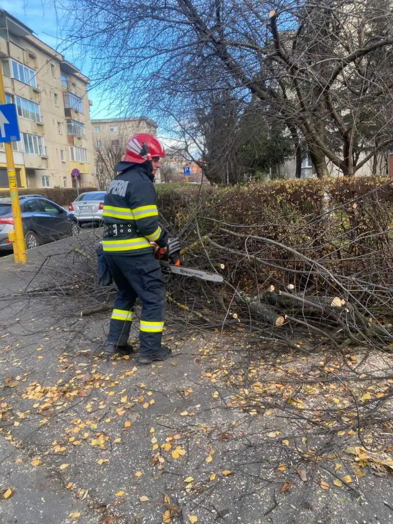 Pagube la Brașov din cauza vântului puternic: copaci doborâți, bucați de acoperiş desprinse de pe clădiri. FOTO