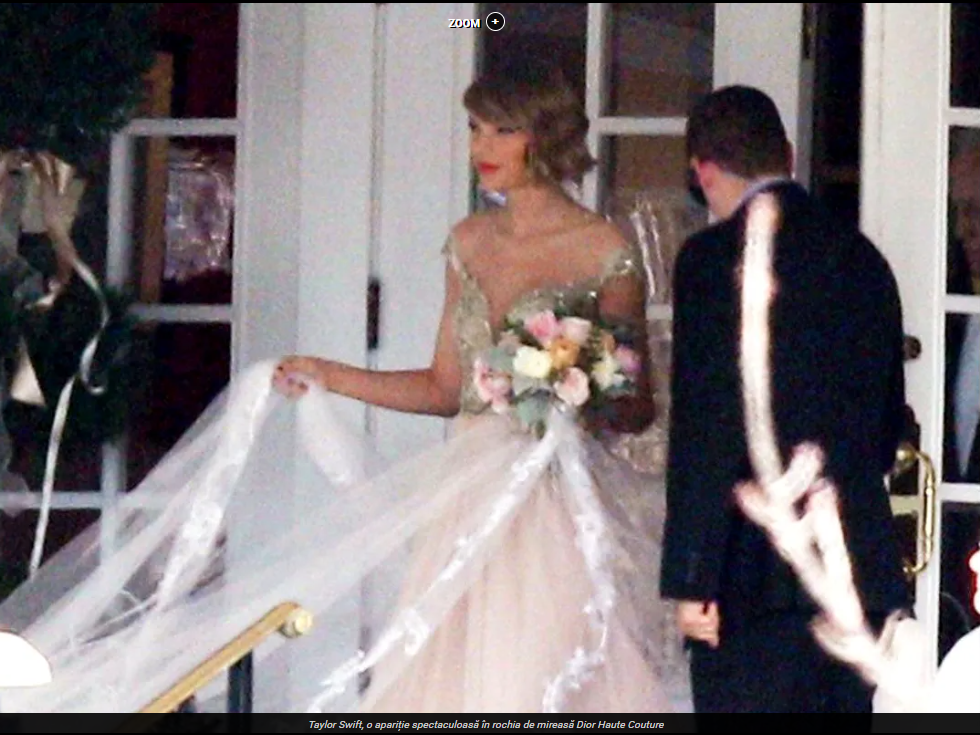 Imagine rară cu Taylor Swift în rochie de mireasă. Artista și Travis Kelce s-au căsătorit în prezența a peste 1000 de oameni. Reguli stricte la nunta anului
