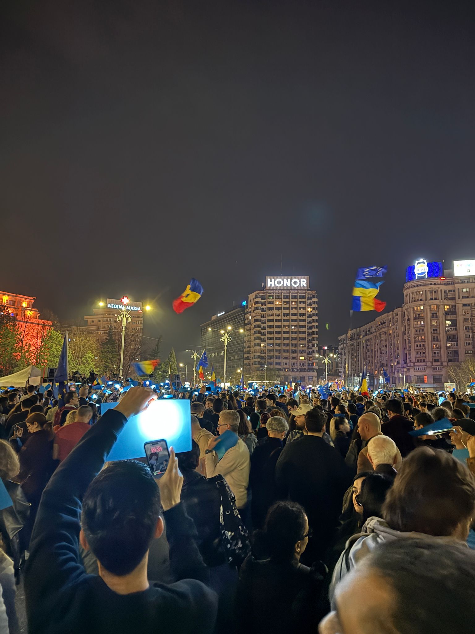 Miting EuRo Manifest în Piaţa Victoriei pentru susținerea apartenenţei la UE. Fanii lui Călin Georgescu, identificați de jandarmi
