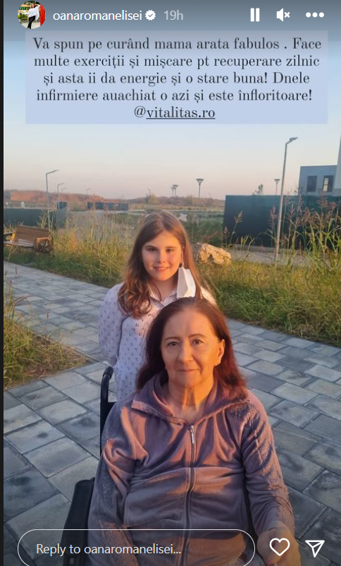 Imagine emoționantă cu mama Oanei Roman. Cum arată acum Mioara Roman, internată într-un centru de recuperare
