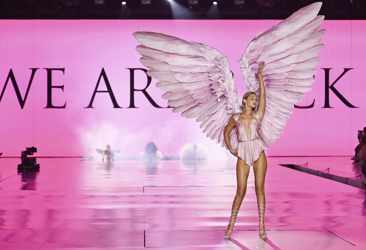 Românca Andreea Diaconu a defilat la Victoria's Secret Fashion Show 2024. Imagini cu fotomodelele, printre care și Carla Bruni, la prezentarea în lenjerie intimă