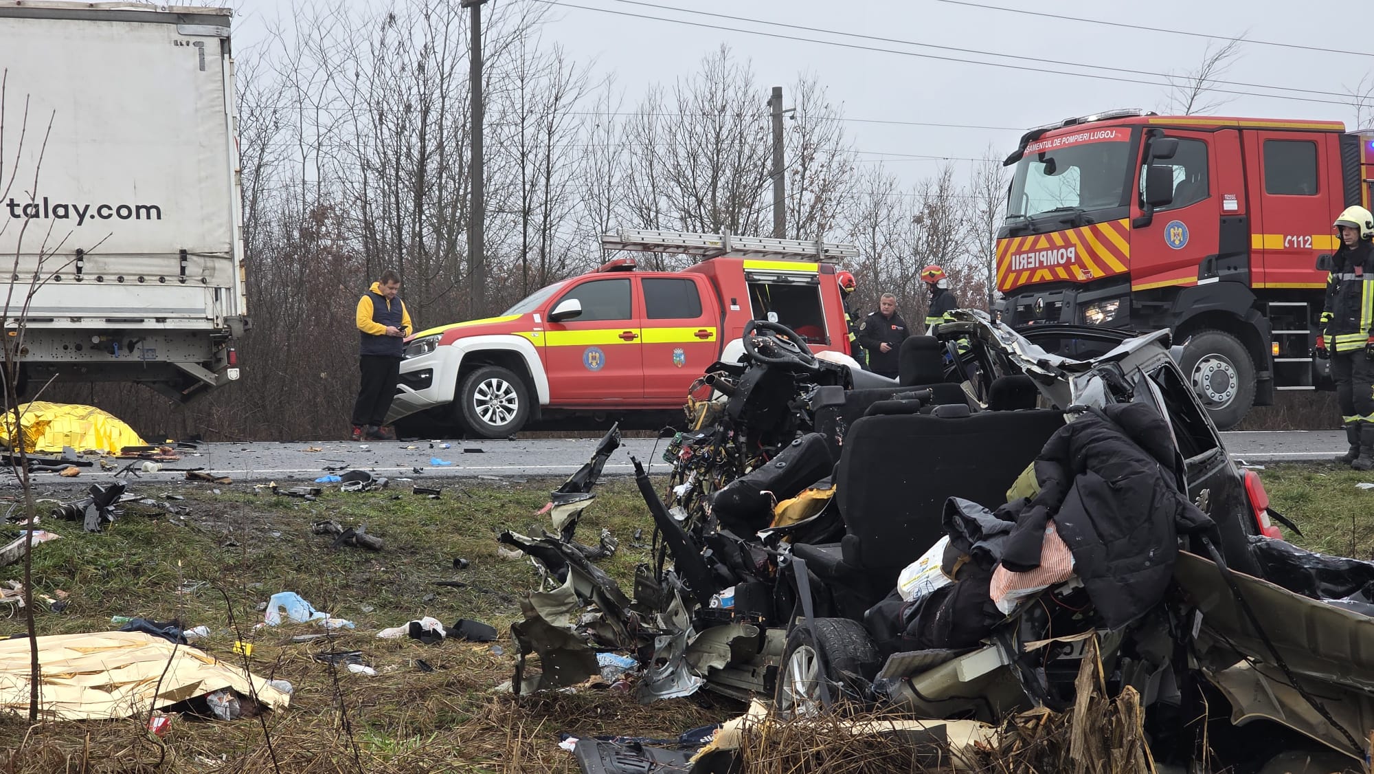Primele imagini de la accidentul cu șapte morți de la Lugojel, în Timiș