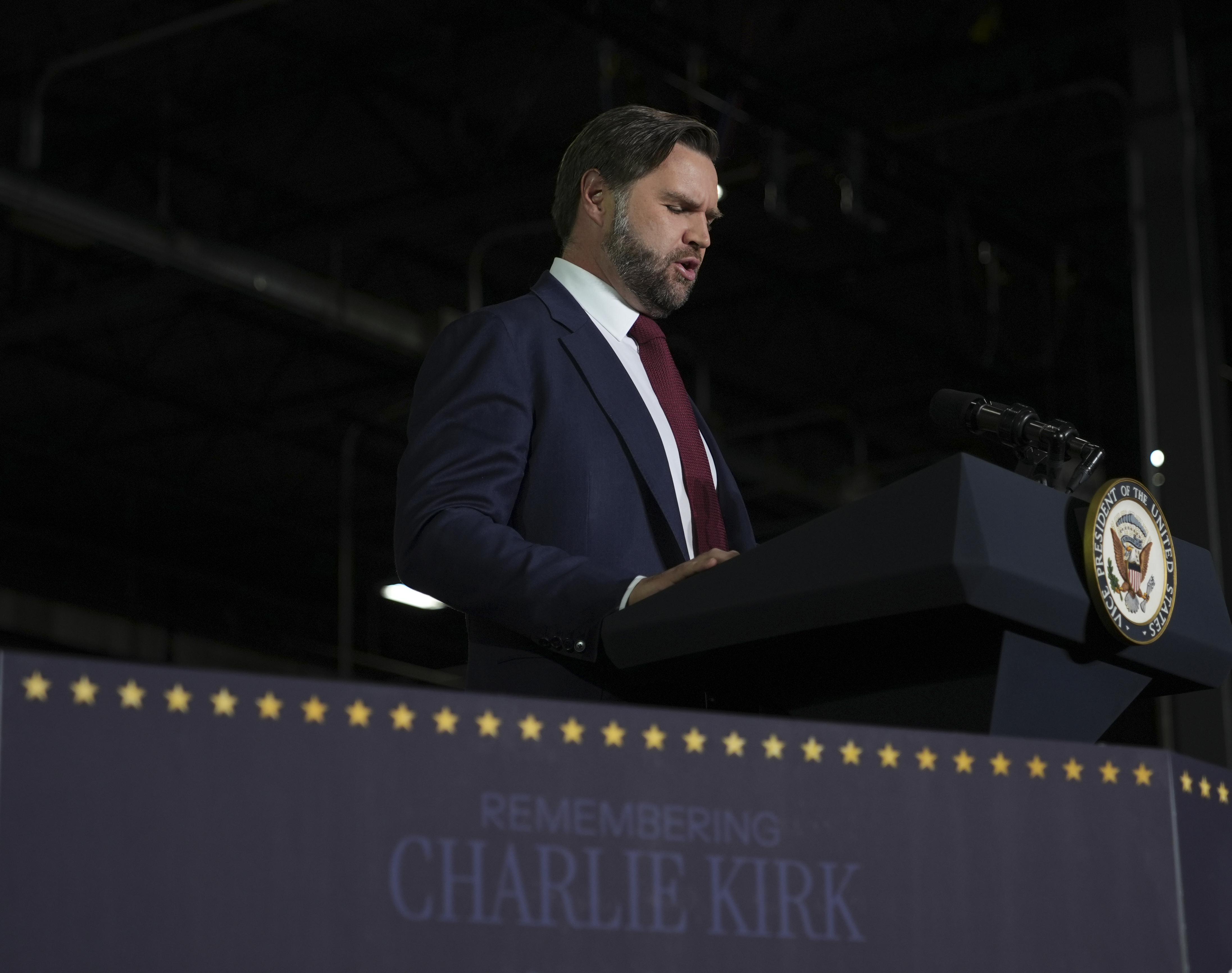 Vice President JD Vance speaks during a tour of a precision metal stamping facility Wednesday, Sept. 17, 2025, in Howell, Mich. (AP Photo/Ryan Sun)