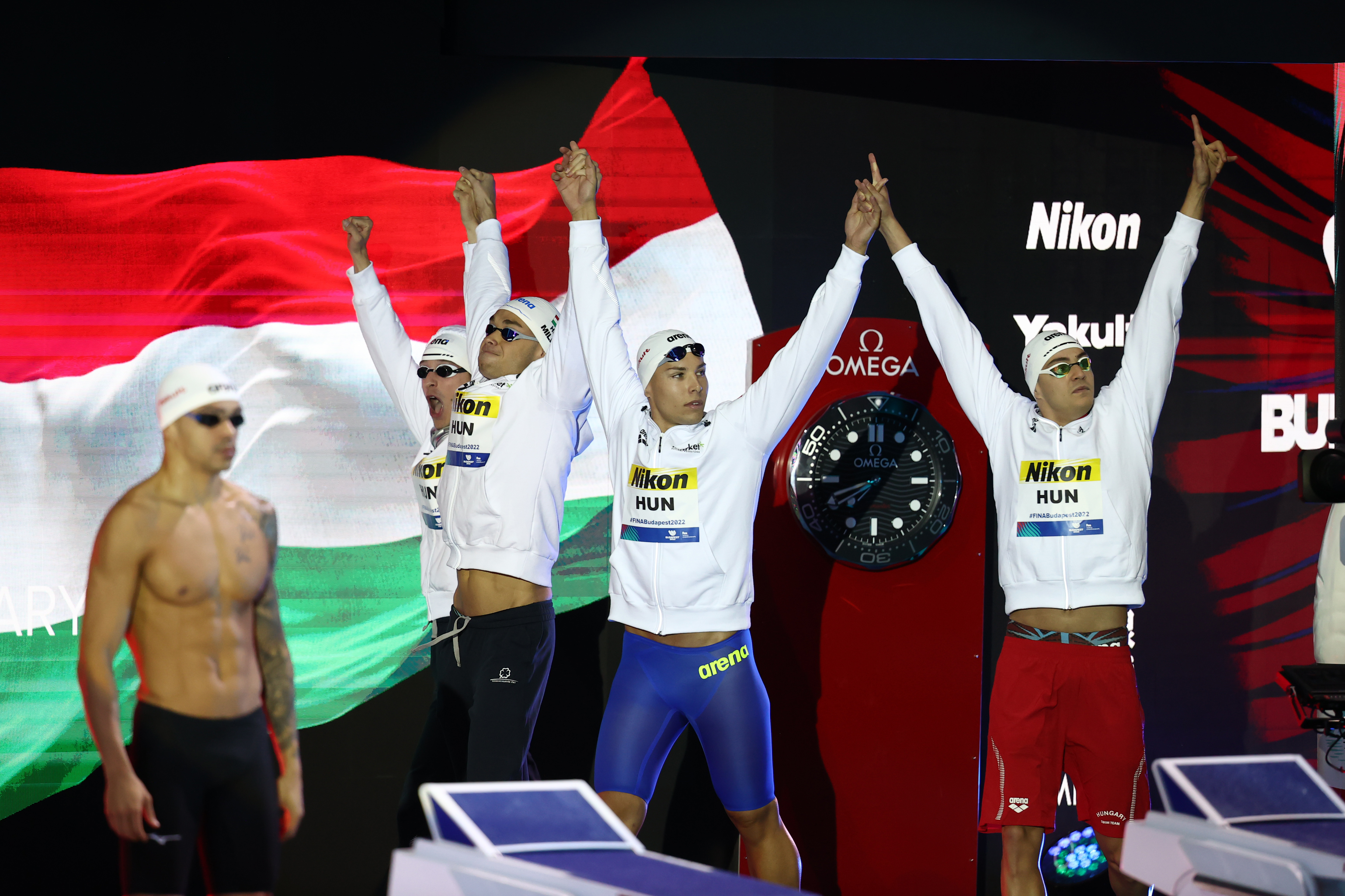 A  4x100 méteres magyar férfi gyorsváltó az ötödik helyen végzett a döntőben a Duna Arénában / Fotó: Pozsonyi Zita