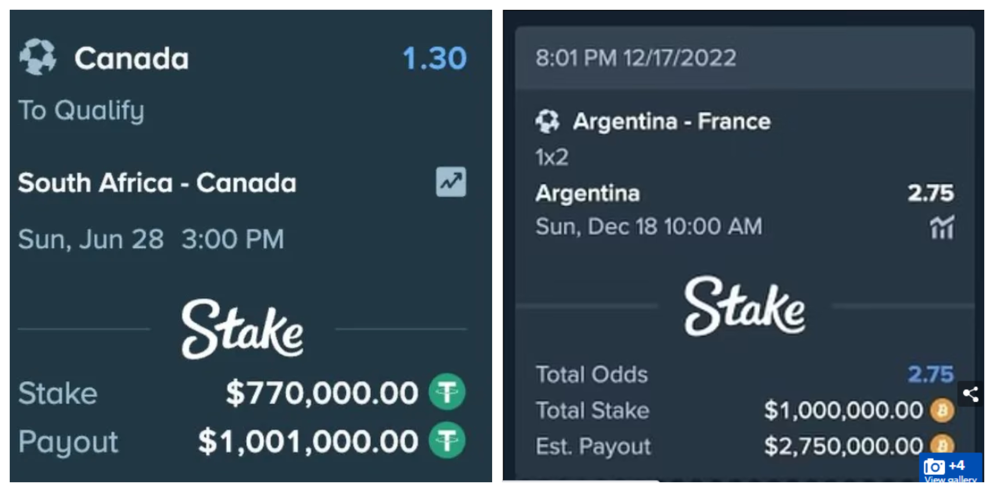 Drake is known for his high-profile sports bets, having wagered close to £1 billion on major global events through the crypto casino Stake since 2021.