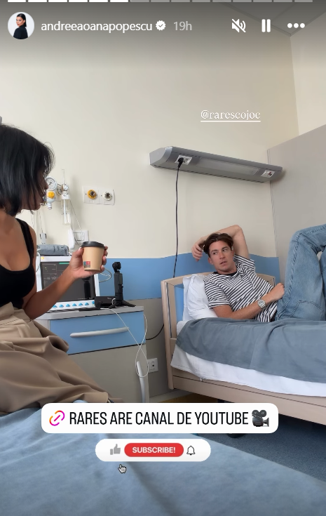 Andreea Popescu și Rareș Cojoc, împreună pe patul de spital. Cum s-au filmat cei doi în timp ce își așteptau fiul să iasă din operație