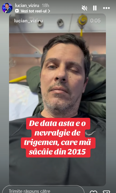 Imagini cu Lucian Viziru pe patul de spital. Actorul a ajuns la camera de gardă din cauza unei afecțiuni de care suferă din 2015