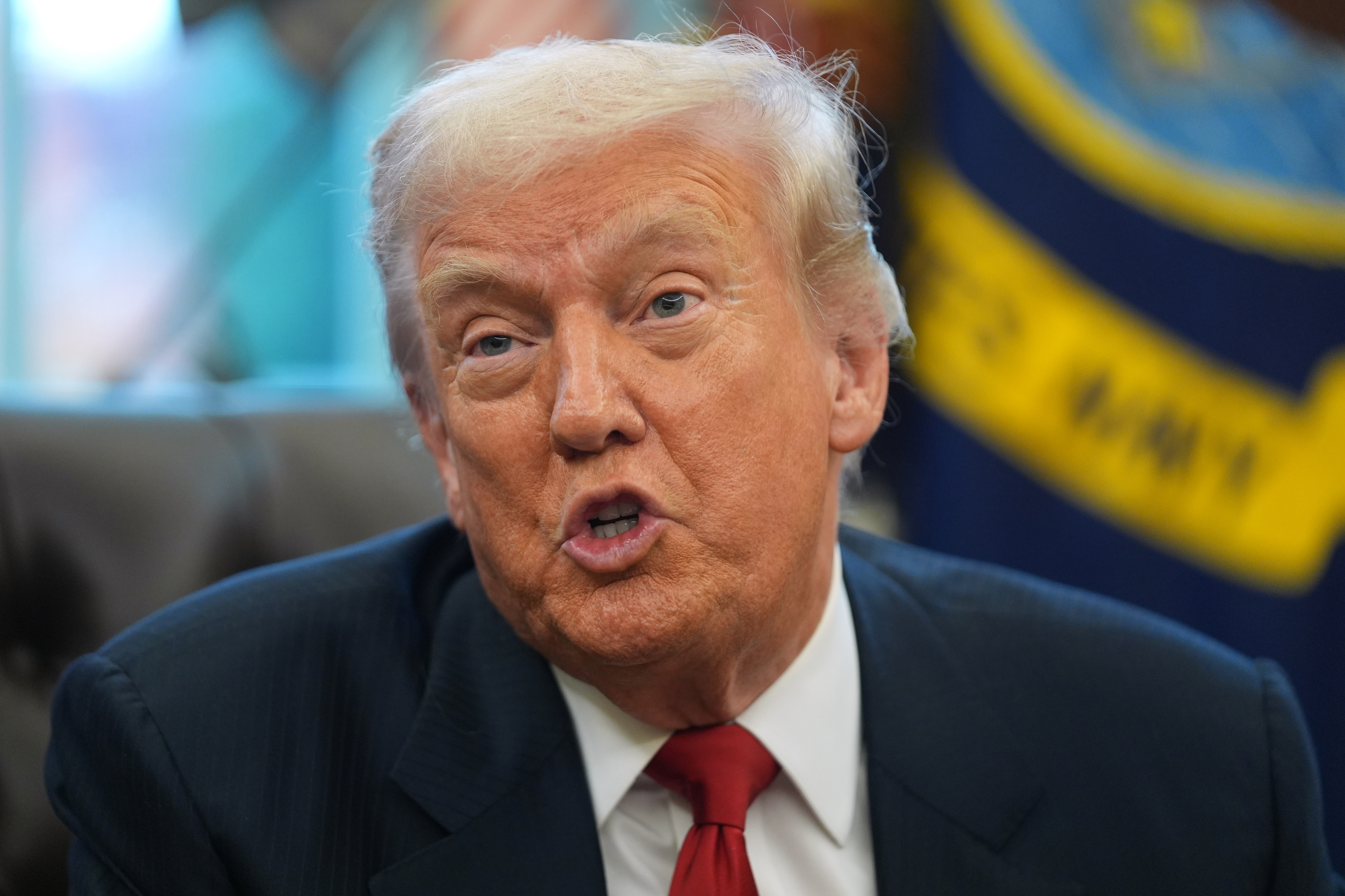 President Donald Trump talks after meeting with New York City Mayor-elect Zohran Mamdani in the Oval Office of the White House, Friday, Nov. 21, 2025, in Washington.