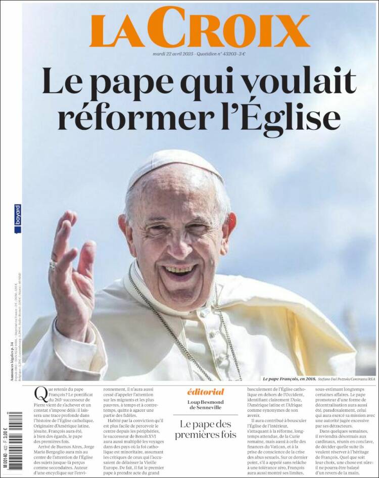Titluri uriașe și imagini emoționante: cum au anunțat marile ziare ale lumii moartea Papei Francisc