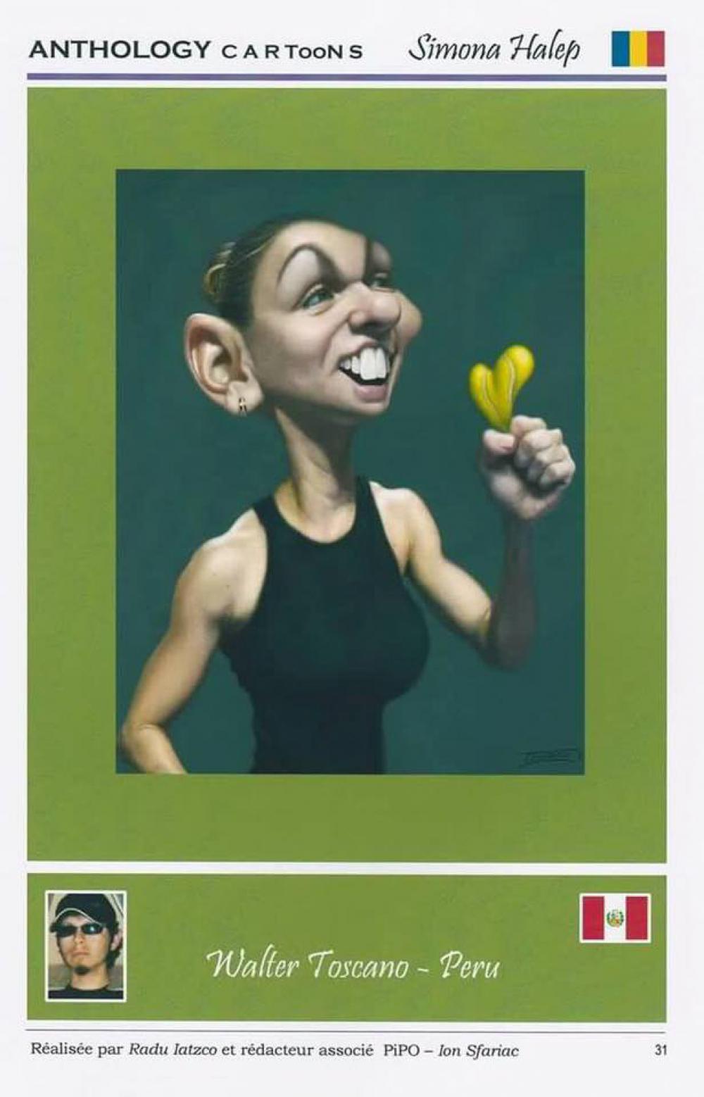 Expoziție de caricaturi ale Simonei Halep. Numărul 1 WTA, în viziunea artiștilor din toată lumea / GALERIE FOTO