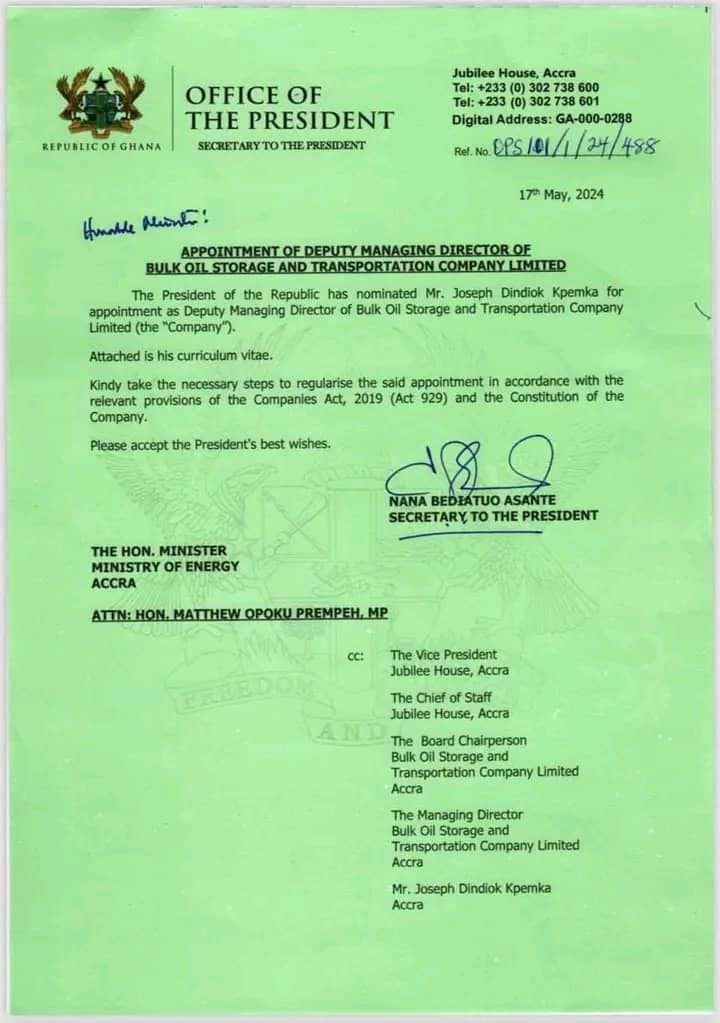 Akufo Addo Appoints Joseph Kpemka As Deputy BOST MD GhHeadlines Total 