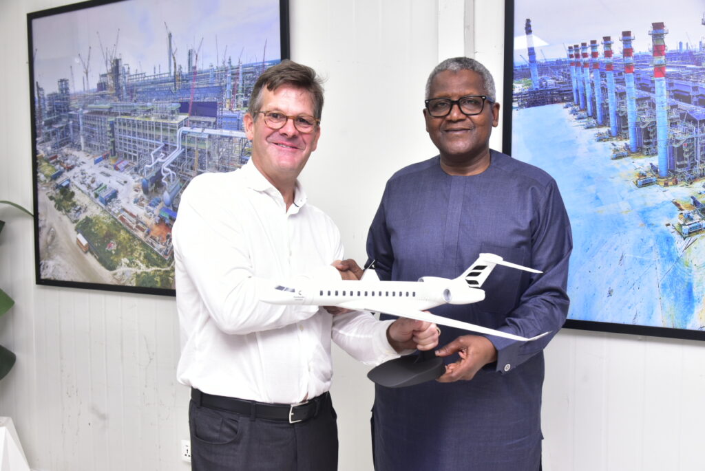 Dangote refinery earns world-class endorsement from luxury business jet manufacturer, Bombardier