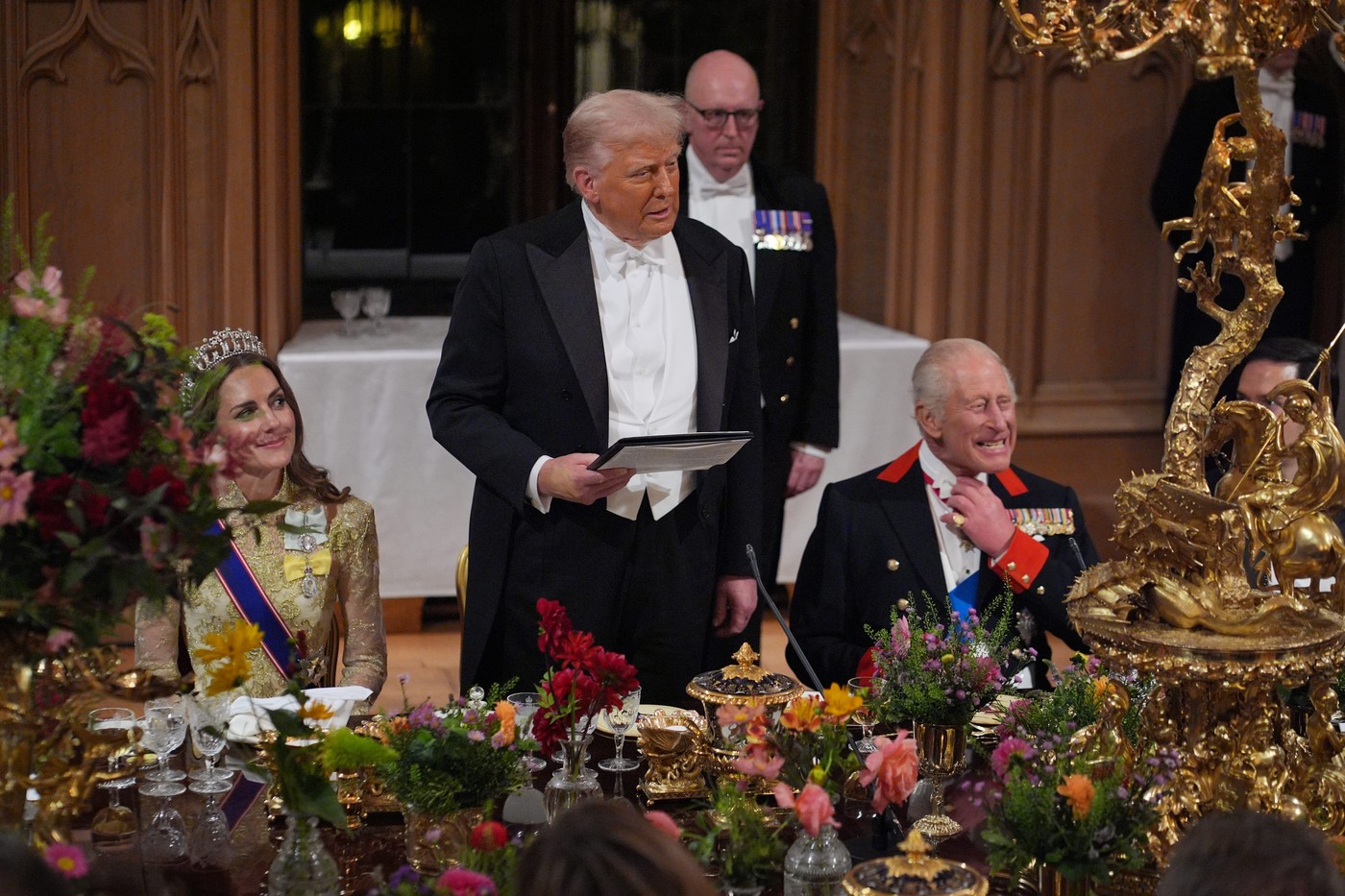 Ce i-a zis Donald Trump lui Kate Middleton la dineul de stat dat de regele Charles. Președintele american a stat lângă prințesa de Wales