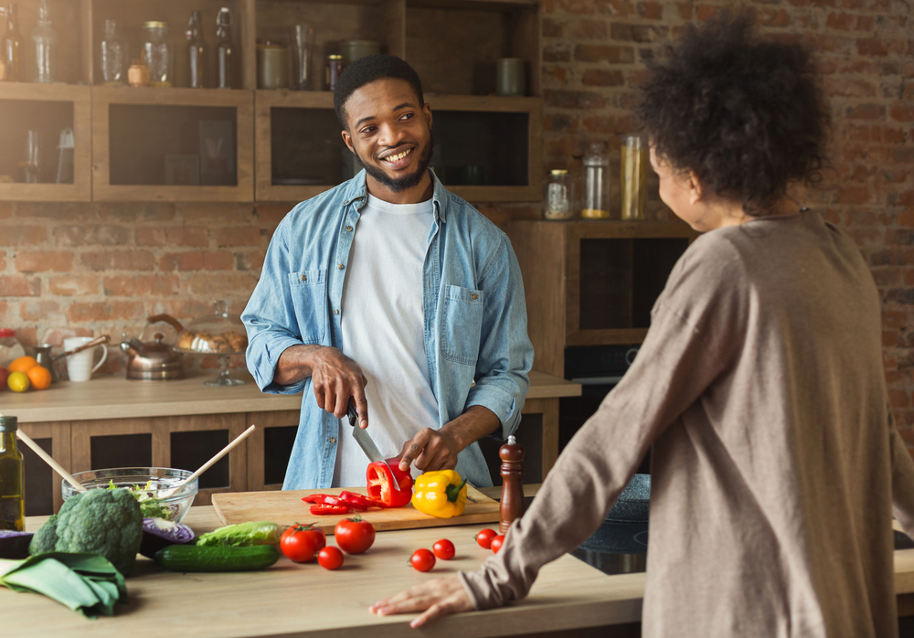 African American Couple Cooking.