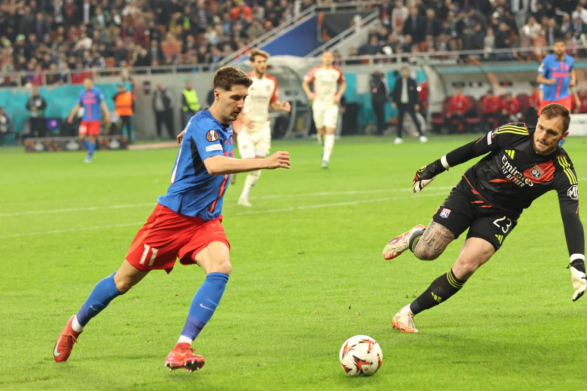 FCSB a fost învinsă de Lyon în meciul tur din „optimile” Europa League