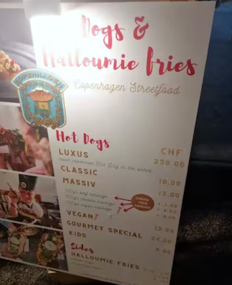 Un comerciant din piața de Crăciun din Lucerna se laudă că vinde cel mai scump hotdog din lume. Ce conține și cât costă