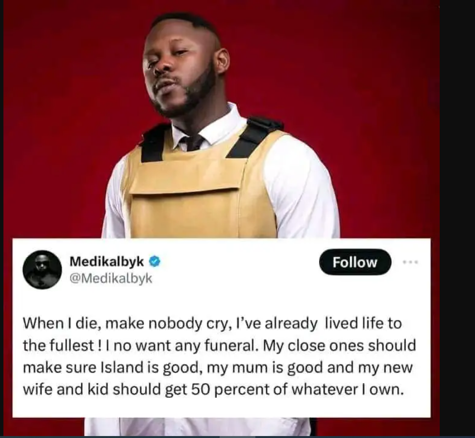 Medikal details how his properties should be shared as he talks about his death