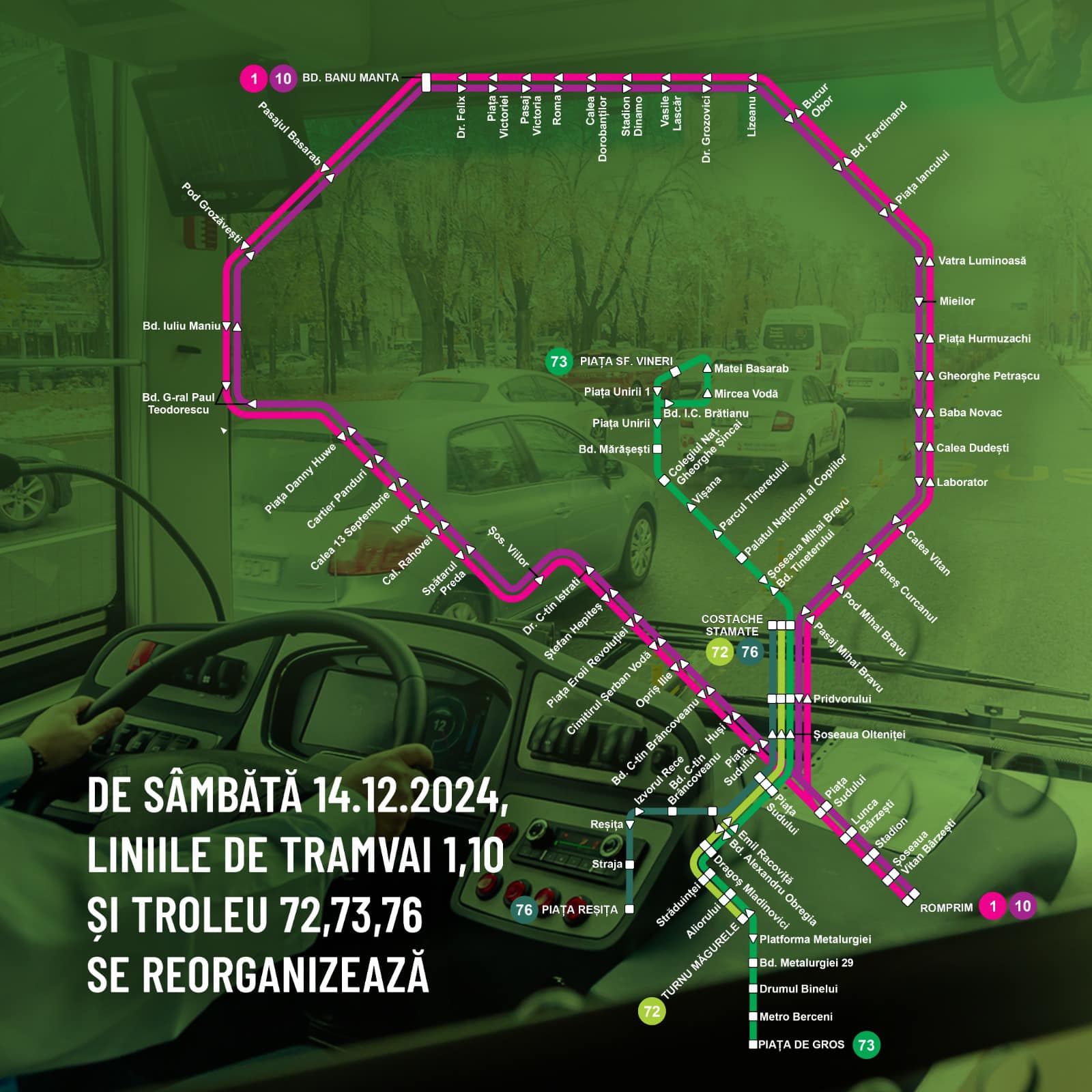 O linie nouă de troleibuze în București, iar tramvaiele revin pe traseu pe șoseaua Olteniței