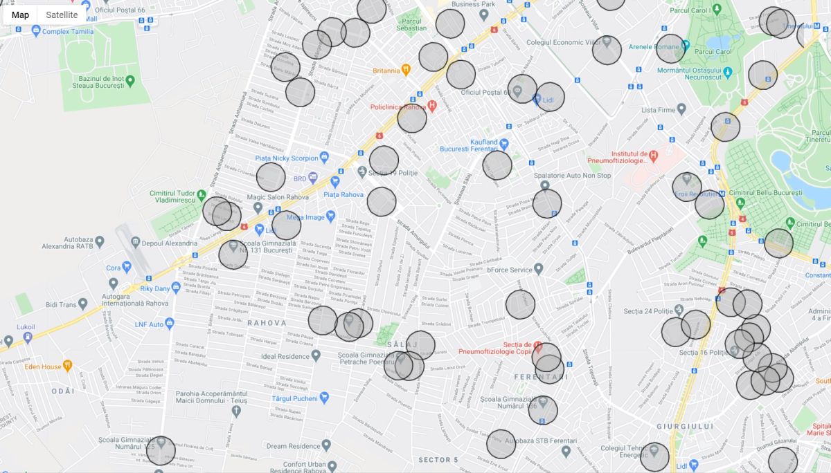 Harta de orientare: 100 de metri în jurul celor peste 500 de unități de învățământ din Capitală înseamnă că în anumite zone masca devine obligatorie pe stradă
