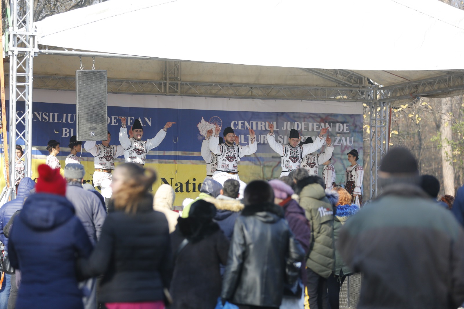 FOTO/ Tricolor de 200 de metri confecționat de elevii unei comune din Buzău, purtat pe străzi de Ziua Națională