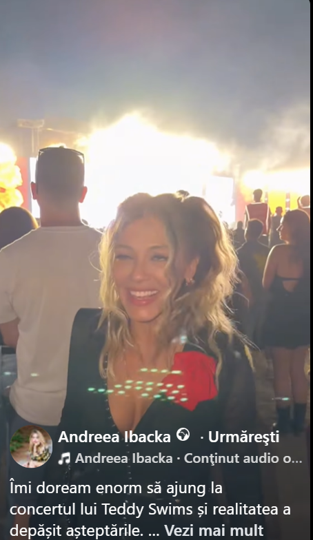 Andreea Ibacka, în lacrimi la un concert susținut de artistul Teddy Swims. Fosta soție a lui Cabral a plâns în mijlocul mulțimii