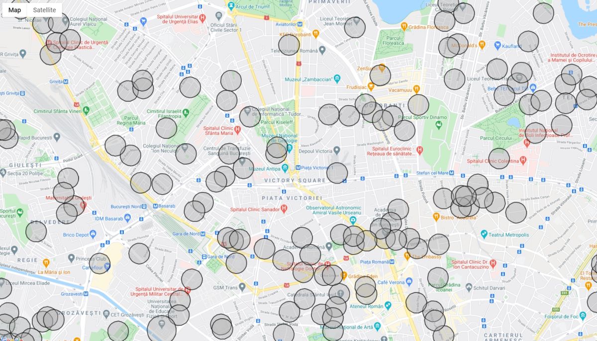 Harta de orientare: 100 de metri în jurul celor peste 500 de unități de învățământ din Capitală înseamnă că în anumite zone masca devine obligatorie pe stradă