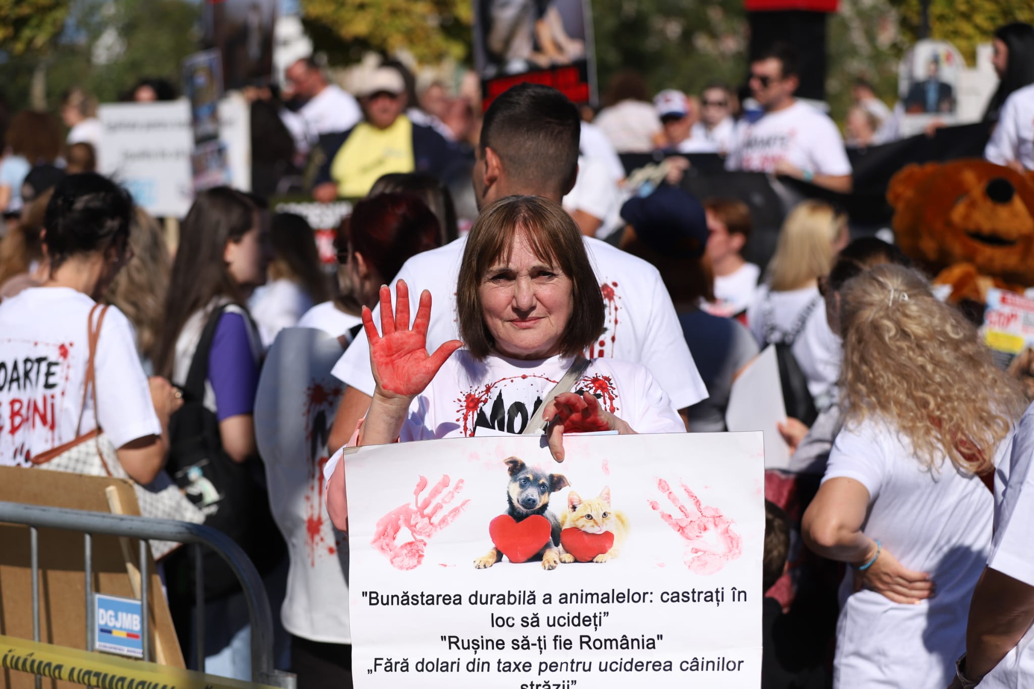 Raluca Bădulescu, prezentă la protestul pentru drepturile animalelor