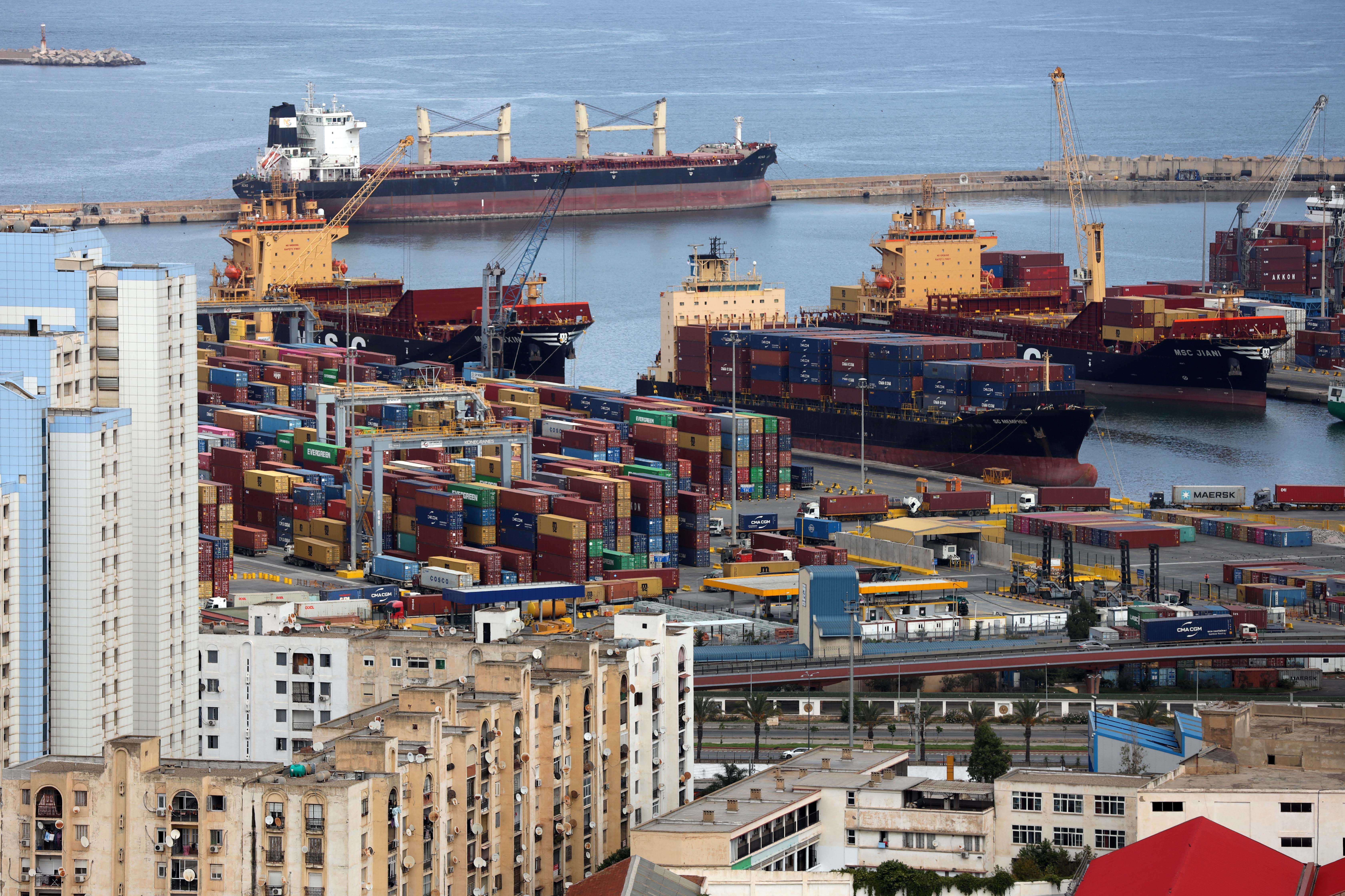 The photo shows a general view of Algiers, including the Commercial Port, on September 23, 2025. [Photo by Billel Bensalem / APP/NurPhoto via Getty Images]
